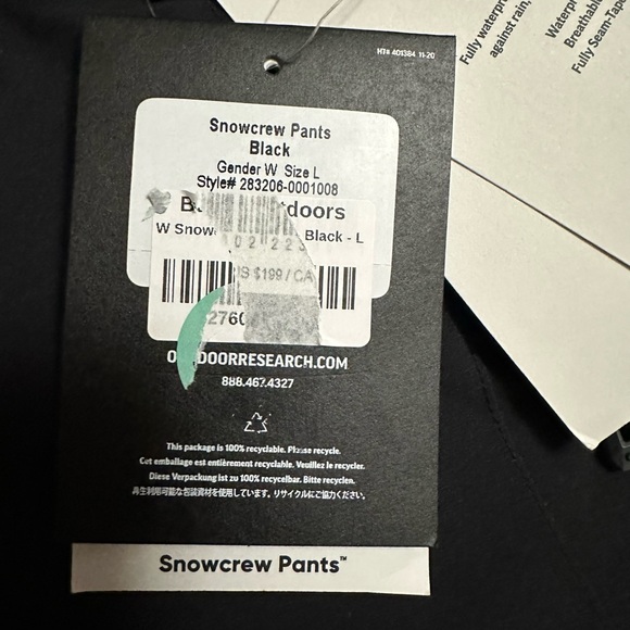 Outdoor Research Snowcrew Pants NWT - Picture 3 of 5